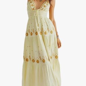 Maxi love embroidered dress